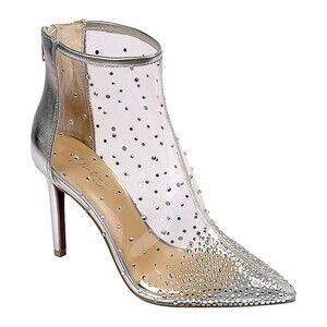 DESIGNER THALIA SODI'S RUBII RHINESTONES TRANSLUCENT POINTED TOE BOOTIES 8.5 M